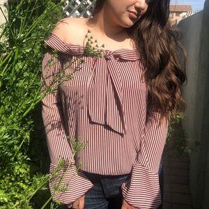 Red and white stripped top with straps